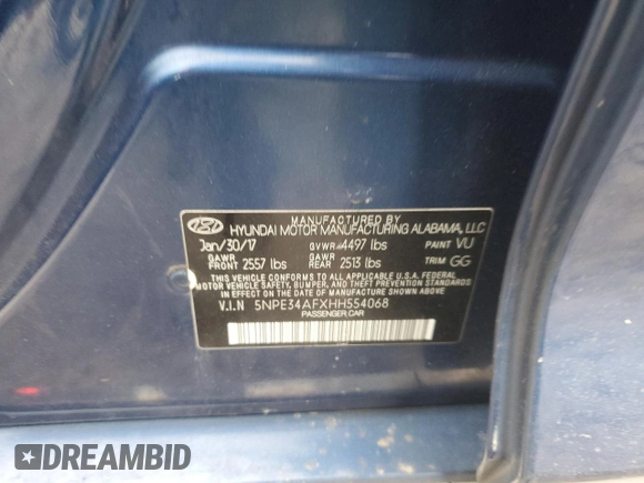 2017 Hyundai Sonata Sport with VIN 5NPE34AFXHH554068, listed as a Copart auction lot 87419144 with 157,351 mi miles and Salvage Title. Bid and sale history available at carsss.com. Image 12.