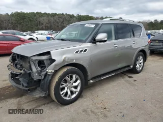 2012 Infiniti QX56 8-passenger with VIN JN8AZ2ND4C9715207, listed as a Copart auction lot 43283955 with 191,935 mi miles and Salvage Title. Bid and sale history available at carsss.com. Image 1.