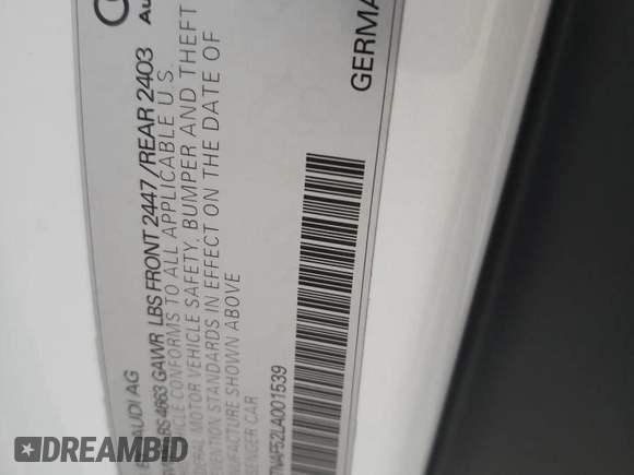 2020 Audi A5 Premium Plus z VIN WAUTNAF52LA001539, wystawiony jako Copart lot #42643063 z przebiegiem Nie podano mil oraz . Historia ofert i sprzedaży dostępna na DreamBid. Obrazek 12.