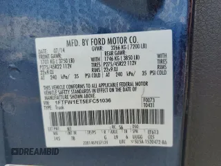 2014 Ford F-150 XL z VIN 1FTFW1ET5EFC51036, wystawiony jako Copart lot #60489705 z przebiegiem 129 722 mil mil oraz Szkoda całkowita • Salvage title. Historia ofert i sprzedaży dostępna na DreamBid. Obrazek 12.