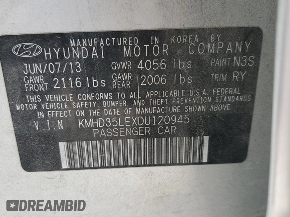 2013 Hyundai Elantra GT with VIN KMHD35LEXDU120945, listed as a Copart auction lot 76704754 with 107,043 mi miles and Salvage Title. Bid and sale history available at carsss.com. Image 12.