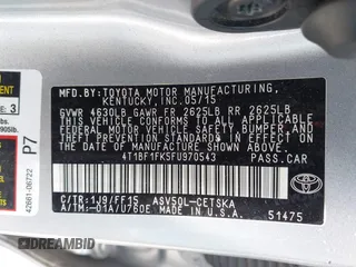 2015 Toyota Camry XLE z VIN 4T1BF1FK5FU970543, wystawiony jako IAAI lot #42373776 z przebiegiem 119 090 mil mil oraz . Historia ofert i sprzedaży dostępna na DreamBid. Obrazek 9.