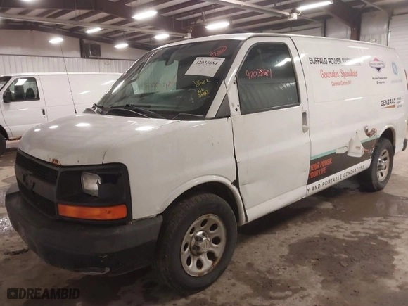 2012 Chevrolet Express Cargo Van with VIN 1GCSGAFX6C1167511, listed as a IAAI auction lot 42038681 with 281,334 mi miles. Bid and sale history available at carsss.com. Image 2.