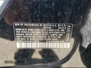 2012 Volkswagen Jetta S with VIN 3VW2K7AJ6CM120063, listed as a Copart auction lot 60513255 with 171,747 mi miles and Salvage title. Bid and sale history available at DreamBid. Image 13.