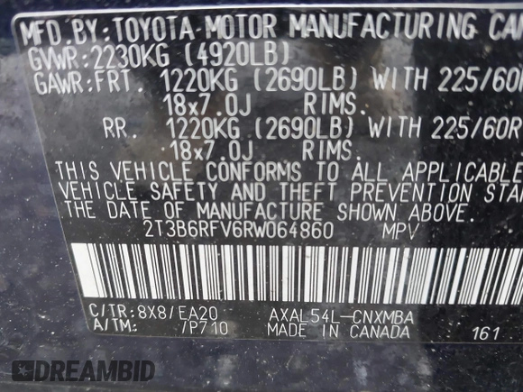 2024 Toyota RAV4 Hybrid XLE Premium с VIN 2T3B6RFV6RW064860, выставлен на аукционе IAAI как лот 41913376 с пробегом 8 125 миль миль и . История ставок и продаж доступна на DreamBid. Изображение 9.