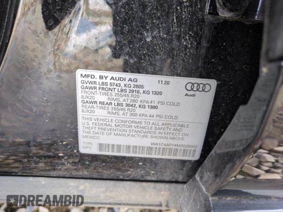 2021 Audi SQ5 Prestige z VIN WA1C4AFY4M2029302, wystawiony jako Copart lot #49457745 z przebiegiem 33 949 mil mil oraz Szkoda całkowita • Salvage title. Historia ofert i sprzedaży dostępna na DreamBid. Obrazek 13.