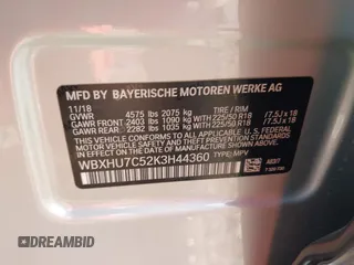 2019 BMW X1 sDrive28i with VIN WBXHU7C52K3H44360, listed as a IAAI auction lot 41709431 with 56,432 mi miles. Bid and sale history available at carsss.com. Image 9.