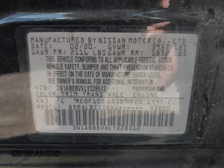 2020 Nissan Sentra S with VIN 3N1AB8BVXLY228512, listed as a IAAI auction lot 42095616 with 95,963 mi miles and . Bid and sale history available at DreamBid. Image 9.