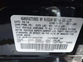 2014 Infiniti Q50 Premium with VIN JN1BV7AP0EM687787, listed as a IAAI auction lot 42084288 with 109,499 mi miles and . Bid and sale history available at carsss.com. Image 9.