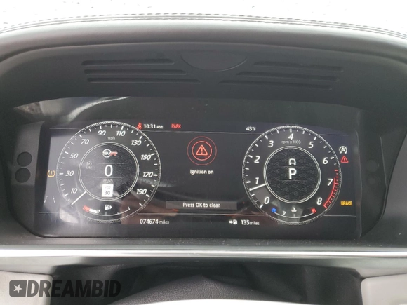 2019 Land Rover Range Rover Sport SVR with VIN SALWZ2SE2KA814838, listed as a Copart auction lot 45405035 with 74,674 mi miles and Salvage Title. Bid and sale history available at DreamBid. Image 9.