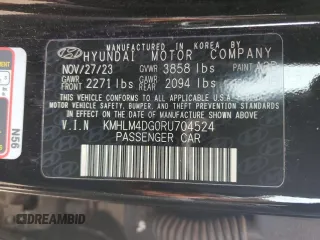 2024 Hyundai Elantra SEL with VIN KMHLM4DG0RU704524, listed as a Copart auction lot 53570285 with 14,045 mi miles and Salvage Title. Bid and sale history available at carsss.com. Image 12.