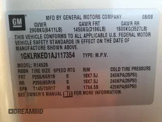 2010 GMC Acadia SL with VIN 1GKLRKED1AJ117354, listed as a Copart auction lot 48193475 with 0 mi miles and Non Repairable. Bid and sale history available at carsss.com. Image 13.