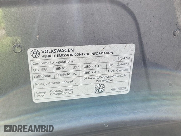 2024 Volkswagen Tiguan SE with VIN 3VV3B7AX8RM107014, listed as a IAAI auction lot 42734341 with 27,789 mi miles and . Bid and sale history available at DreamBid. Image 22.