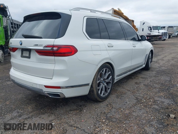 2019 BMW X7 xDrive40i z VIN 5UXCW2C53KL083874, wystawiony jako IAAI lot #41280522 z przebiegiem 155 067 mil mil oraz . Historia ofert i sprzedaży dostępna na DreamBid. Obrazek 4.