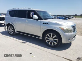 2014 Infiniti QX80 with VIN JN8AZ2NF4E9555172, listed as a Copart auction lot 52302975 with 107,709 mi miles and Salvage Title. Bid and sale history available at DreamBid. Image 4.