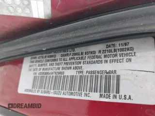 1998 Subaru Legacy Outback с VIN 4S3BG6854W7629803, выставлен на аукционе IAAI как лот 42345636 с пробегом 267 012 миль миль и . История ставок и продаж доступна на DreamBid. Изображение 9.