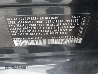 2010 Volkswagen GTI z VIN WVWGV7AJ9AW173921, wystawiony jako IAAI lot #42444636 z przebiegiem 128 103 mil mil oraz . Historia ofert i sprzedaży dostępna na DreamBid. Obrazek 9.