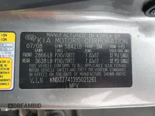 2009 Kia Borrego EX with VIN KNDJJ741395021261, listed as a Copart auction lot 87627165 with 270,855 mi miles and Salvage Title. Bid and sale history available at DreamBid. Image 13.