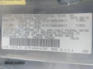 2015 Toyota Tacoma with VIN 5TFLU4EN6FX112735, listed as a IAAI auction lot 41997990 with 159,322 mi miles and . Bid and sale history available at DreamBid. Image 9.