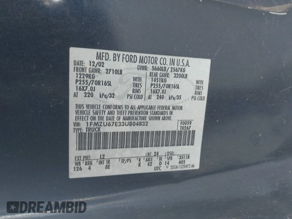 2003 Ford Explorer Sport Trac XLS с VIN 1FMZU67E33UB04832, выставлен на аукционе IAAI как лот 42309055 с пробегом 149 360 миль миль и . История ставок и продаж доступна на DreamBid. Изображение 9.