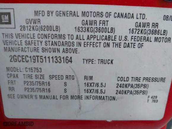 2001 Chevrolet Silverado 1500 LS with VIN 2GCEC19T511133164, listed as a IAAI auction lot 42040766 with 190,186 mi miles. Bid and sale history available at carsss.com. Image 9.