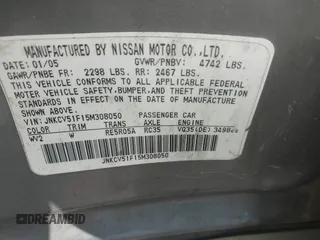 2005 Infiniti G35 with VIN JNKCV51F15M308050, listed as a IAAI auction lot 42048464 with Not Provided miles. Bid and sale history available at carsss.com. Image 9.