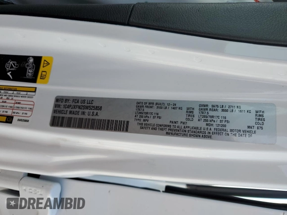 2025 Jeep Wrangler Rubicon with VIN 1C4PJXFN2SW525858, listed as a Copart auction lot 57415905 with 7,802 mi miles and Salvage title. Bid and sale history available at DreamBid. Image 13.