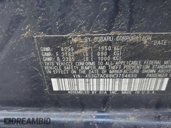 2019 Subaru Impreza Premium с VIN 4S3GTAC68K3754650, выставлен на аукционе IAAI как лот 41782147 с пробегом 50 926 миль миль и . История ставок и продаж доступна на DreamBid. Изображение 9.