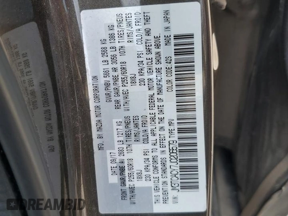 2018 Mazda CX-9 Touring with VIN JM3TCACY7J0206579, listed as a Copart auction lot 67508994 with 97,309 mi miles and Salvage title. Bid and sale history available at DreamBid. Image 13.