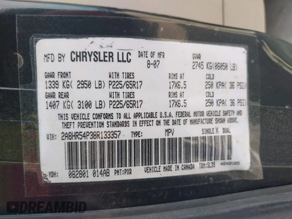 2008 Chrysler Town & Country Touring с VIN 2A8HR54P38R133357, выставлен на аукционе IAAI как лот 42514872 с пробегом 159 240 миль миль и . История ставок и продаж доступна на DreamBid. Изображение 9.