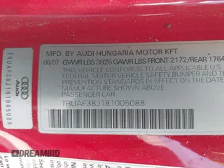 2008 Audi TT 2.0T z VIN TRUAF38J181005088, wystawiony jako IAAI lot #42400880 z przebiegiem 69 460 mil mil oraz . Historia ofert i sprzedaży dostępna na DreamBid. Obrazek 9.