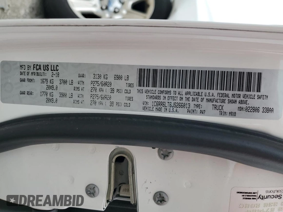 2018 Ram 1500 Lone Star Silver with VIN 1C6RR6LT6JS266013, listed as a Copart auction lot 56895915 with 136,453 mi miles and Salvage title. Bid and sale history available at DreamBid. Image 12.