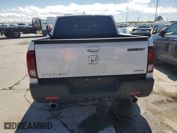 2022 Honda Ridgeline RTL-E with VIN 5FPYK3F72NB018843, listed as a Copart auction lot 50070165 with 53,043 mi miles and Salvage Title. Bid and sale history available at DreamBid. Image 6.