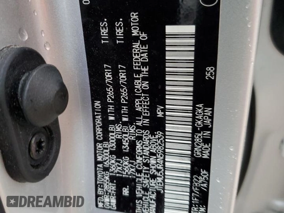 2022 Toyota 4Runner SR5 с VIN JTEMU5JR4N5982539, выставлен на аукционе Copart как лот 54367745 с пробегом 43 812 миль миль и Списание • Salvage title. История ставок и продаж доступна на DreamBid. Изображение 13.