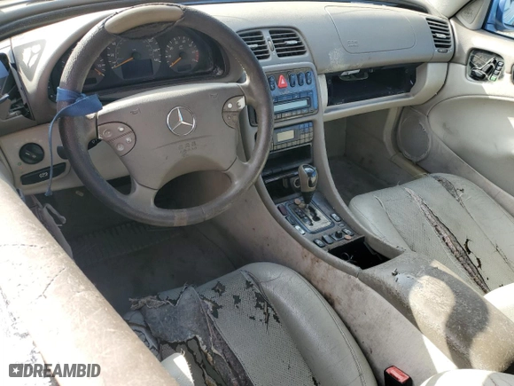 2001 Mercedes-Benz CLK-Class with VIN WDBLK70G91T070219, listed as a Copart auction lot 79417674 with 0 mi miles and Salvage Title. Bid and sale history available at carsss.com. Image 8.