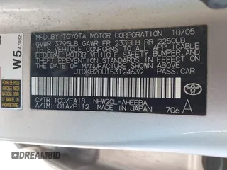 2005 Toyota Prius with VIN JTDKB20U153124639, listed as a IAAI auction lot 41696769 with 245,061 mi miles. Bid and sale history available at carsss.com. Image 9.