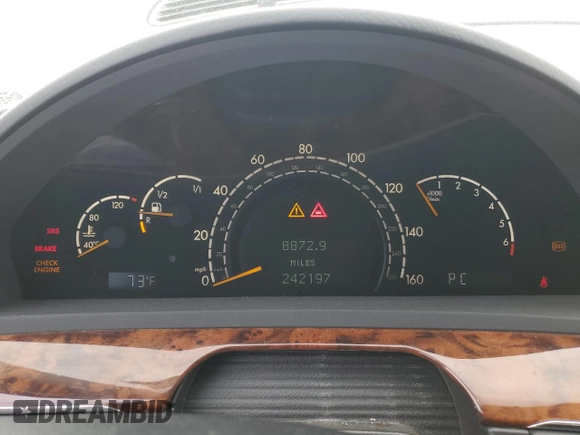 2003 Mercedes-Benz S-Class 5.0L with VIN WDBNG75J83A326783, listed as a Copart auction lot 81931274 with 242,197 mi miles and Clean Title. Bid and sale history available at carsss.com. Image 9.