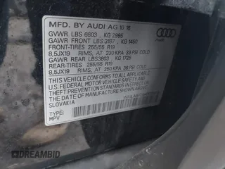 2017 Audi Q7 Premium Plus with VIN WA1LAAF78HD033413, listed as a IAAI auction lot 42188781 with Not provided miles and . Bid and sale history available at DreamBid. Image 9.