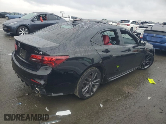 2019 Acura TLX w/A-Spec Pkg with VIN 19UUB1F68KA004146, listed as a Copart auction lot 44219705 with 56,725 mi miles and Salvage Title. Bid and sale history available at carsss.com. Image 3.
