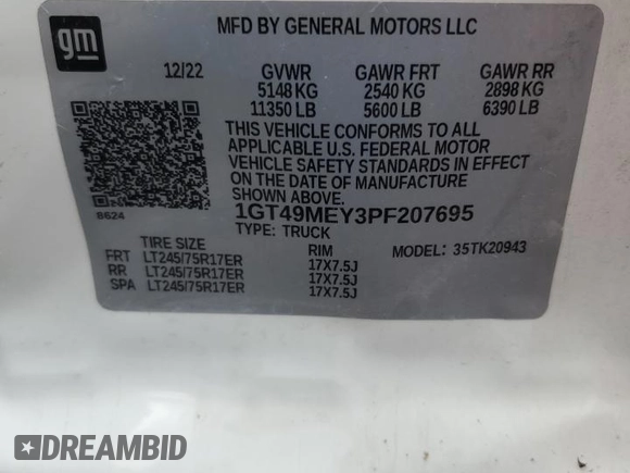 2023 GMC Sierra 2500HD SLE z VIN 1GT49MEY3PF207695, wystawiony jako Copart lot #47920145 z przebiegiem 55 183 mil mil oraz Szkoda całkowita • Salvage title. Historia ofert i sprzedaży dostępna na DreamBid. Obrazek 14.