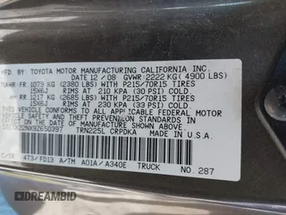 2009 Toyota Tacoma with VIN 5TETX22NX9Z650397, listed as a IAAI auction lot 41687435 with 123,106 mi miles and . Bid and sale history available at DreamBid. Image 9.
