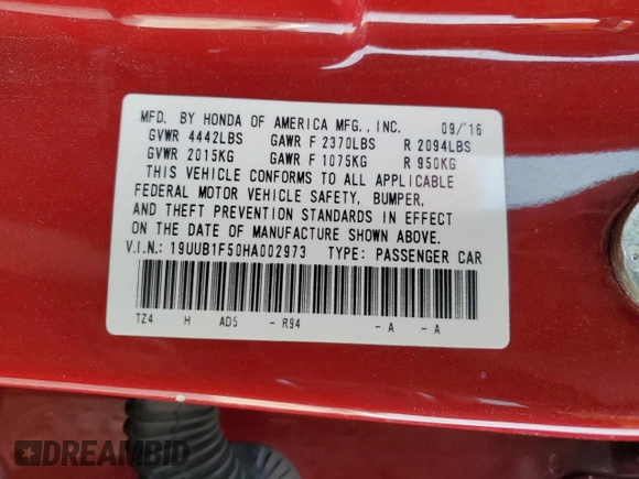 2017 Acura TLX Technology с VIN 19UUB1F50HA002973, выставлен на аукционе Copart как лот 85531184 с пробегом 118 255 миль миль и Списание • Salvage title. История ставок и продаж доступна на DreamBid. Изображение 13.