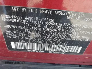 2012 Subaru Forester X Premium with VIN JF2SHADC0CH449231, listed as a IAAI auction lot 42283262 with 71,407 mi miles and . Bid and sale history available at DreamBid. Image 9.