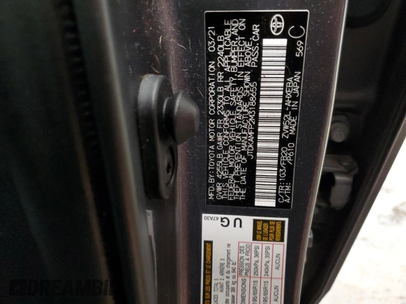2021 Toyota Prius LE with VIN JTDKAMFP2M3188655, listed as a Copart auction lot 44873745 with 87,967 mi miles and Salvage Title. Bid and sale history available at DreamBid. Image 14.