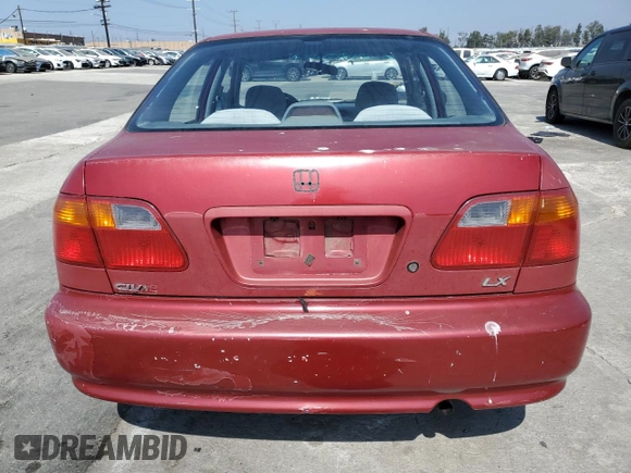 1999 Honda Civic LX with VIN 1HGEJ6670XL002593, listed as a Copart auction lot 68564474 with 255,621 mi miles and Salvage Title. Bid and sale history available at carsss.com. Image 6.