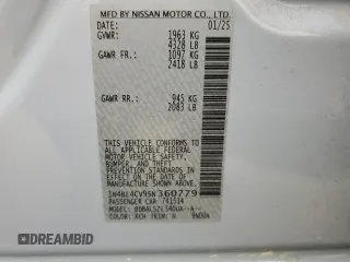 2025 Nissan Altima SR with VIN 1N4BL4CV9SN360779, listed as a Copart auction lot 54841765 with 9,103 mi miles and Non Repairable. Bid and sale history available at DreamBid. Image 13.