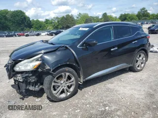 2015 Nissan Murano Platinum z VIN 5N1AZ2MH9FN291367, wystawiony jako Copart lot #56067185 z przebiegiem 160 894 mil mil oraz Szkoda całkowita • Salvage title. Historia ofert i sprzedaży dostępna na DreamBid. Obrazek 1.