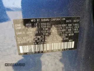 2021 Subaru Outback Premium с VIN 4S4BTACC0M3193648, выставлен на аукционе Copart как лот 53909085 с пробегом 45 730 миль миль и Списание • Salvage title. История ставок и продаж доступна на DreamBid. Изображение 14.
