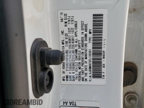 2015 Honda CR-V EX-L with VIN 5J6RM4H75FL109091, listed as a Copart auction lot 52685105 with 153,571 mi miles and Salvage Title. Bid and sale history available at carsss.com. Image 13.