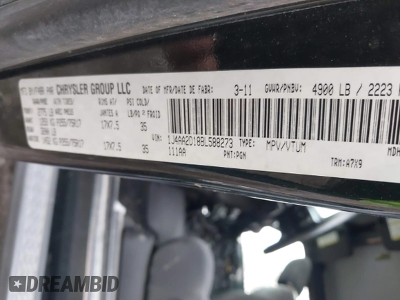 2011 Jeep Wrangler Sport with VIN 1J4AA2D18BL588273, listed as a IAAI auction lot 41857858 with 136,473 mi miles and . Bid and sale history available at carsss.com. Image 9.
